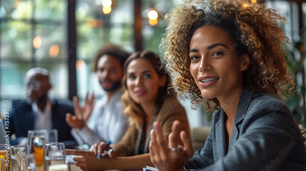 Group of People Sitting at a Table Clapping Group of People Sitting at a Table Clapping