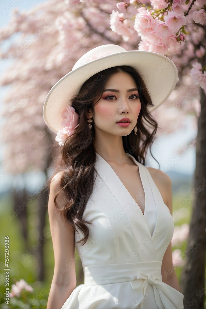 Refined Japanese Beauty under Blooming Sakura