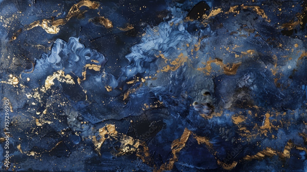 encaustic paint, dark blue and gold, copy space, 16:9 encaustic paint, dark blue and gold, copy space, 16:9