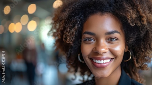 Woman Smiling With Curly Hair © olegganko
