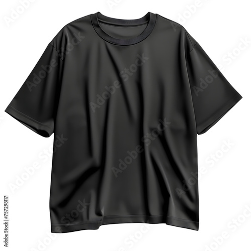 black t-shirt oversize isolated on transparent background Generative Ai