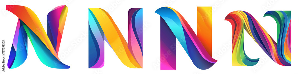 Obraz premium Letter N with colorful gradients, Logo design, alphabet, isolated on a transparent background