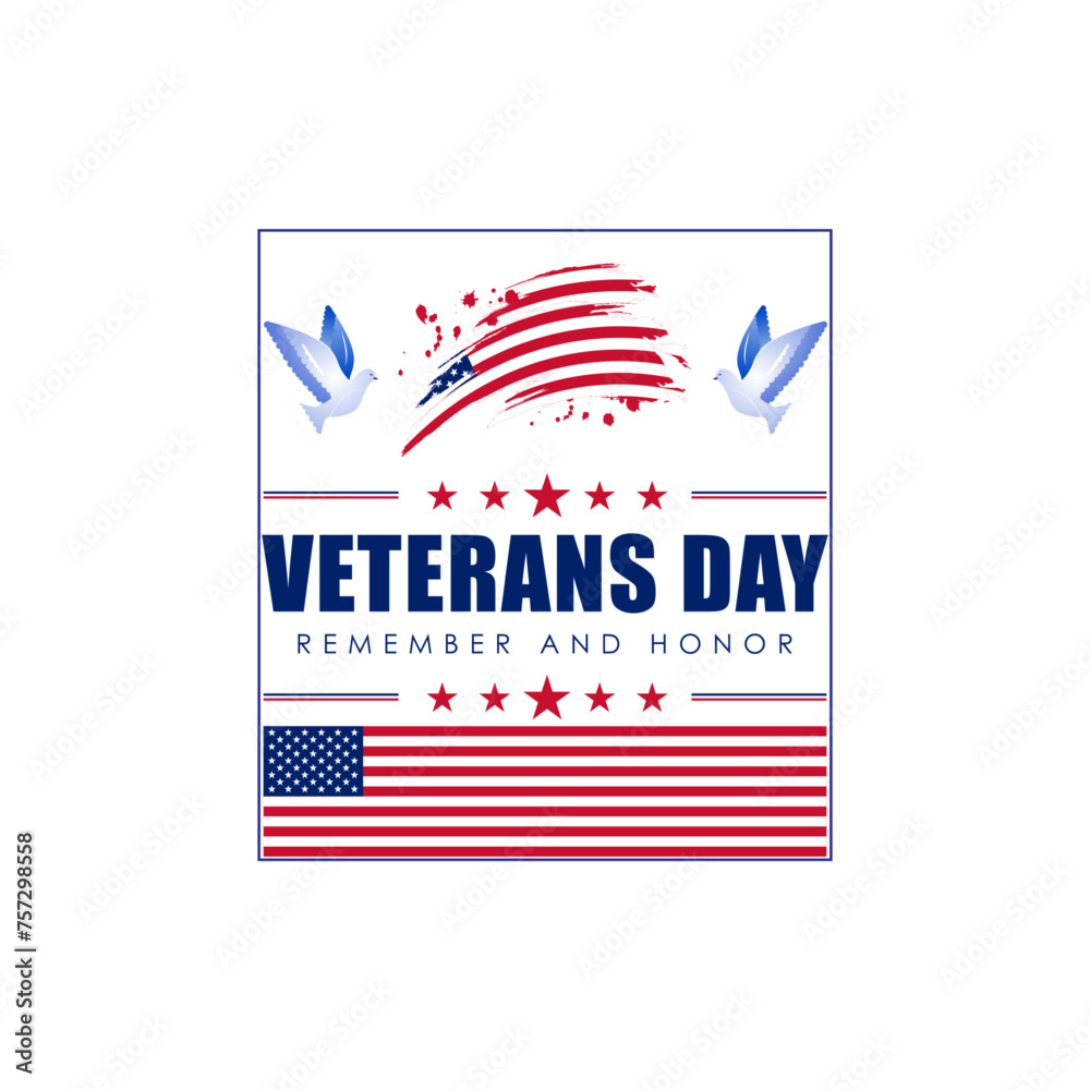 Vector illustration of National Veterans' Day social media feed template
