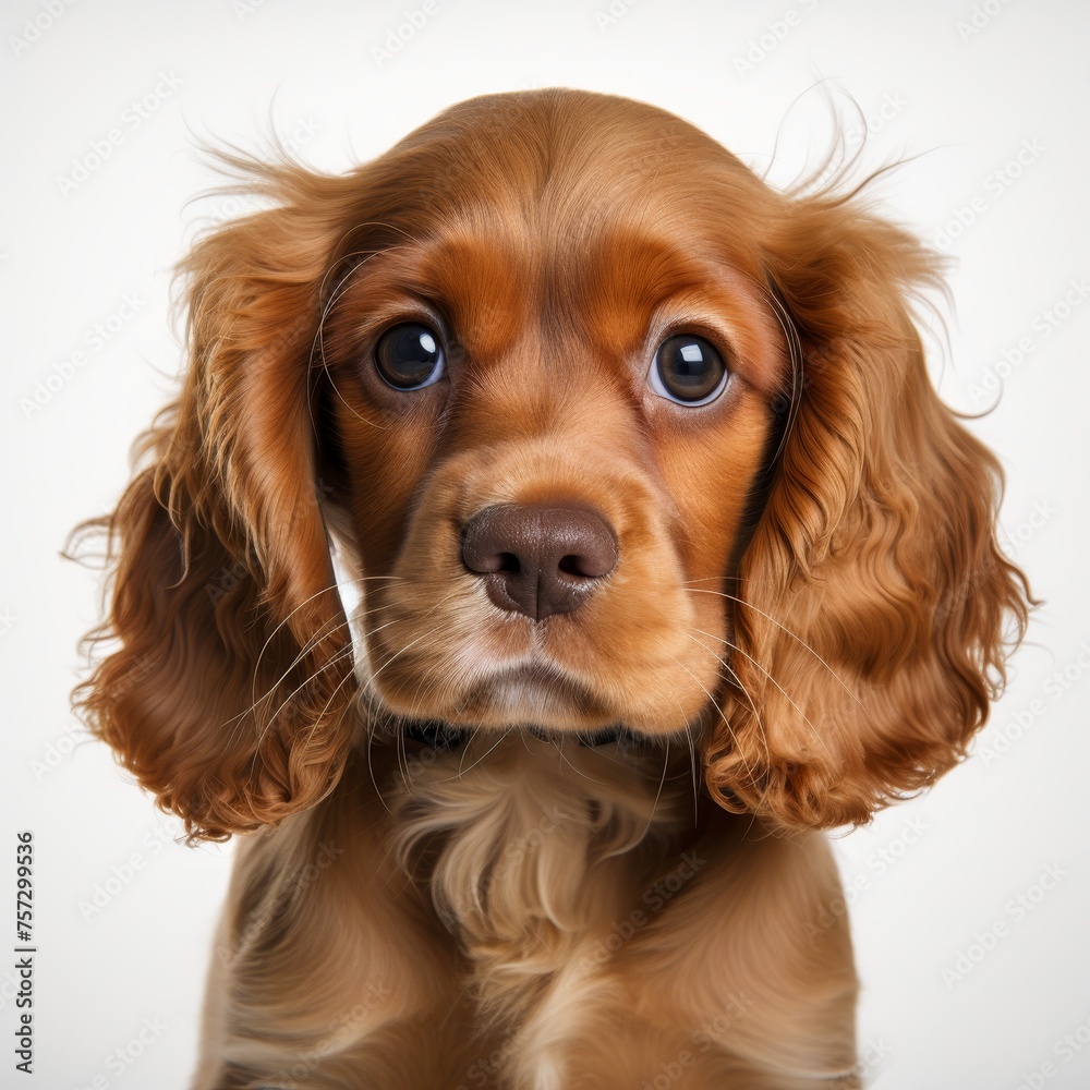 Close-up of adorable puppy on white background for pet lovers and creative projects
