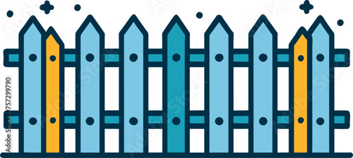 cozy fence, icon colored outline