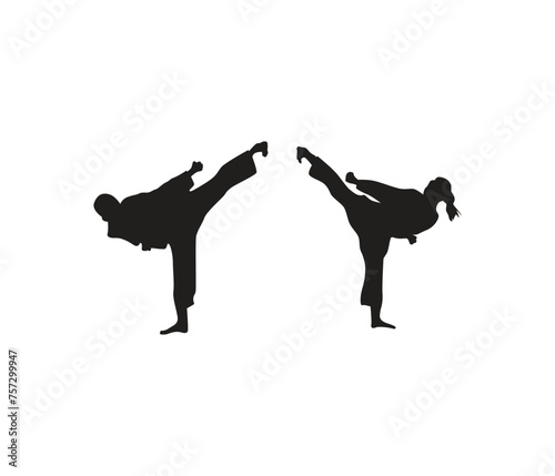  vector hand drawn karate or  martial arts  silhouette set © Jeasmin