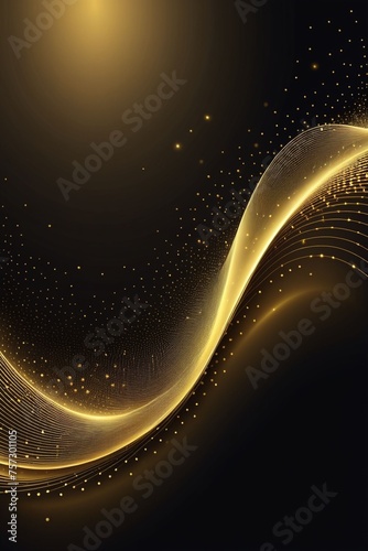 Golden sound waves, abstract background, vertical composition