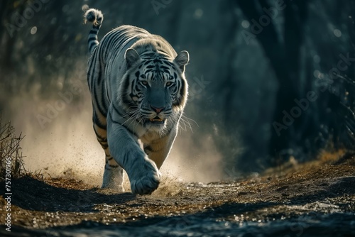 a white tiger on the prowl