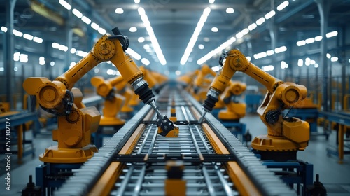 Advanced Robotics  Automated Arms on Assembly Line in High-Tech Manufacturing Plant