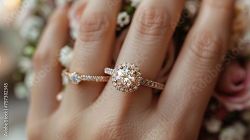 close up of a woman s finger with a beautiful wedding ring