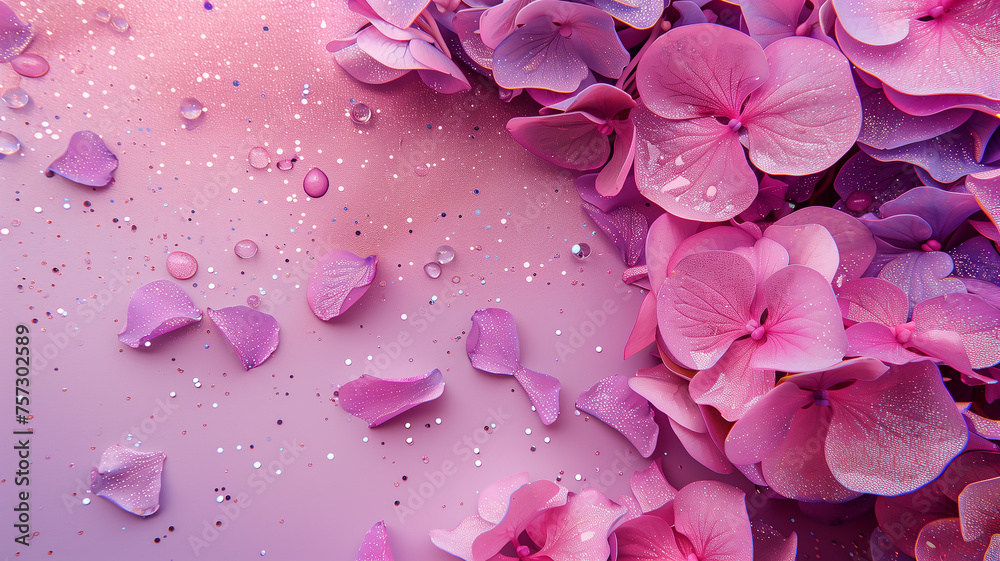 Obraz premium hydrangeas flowers with glitter bokeh background