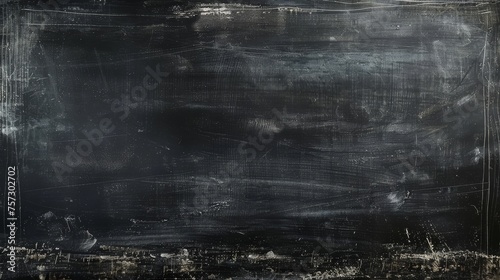 Surreal School Days: Wide Panoramic View of a Black Chalkboard Wall, Blank Canvas: Gray Chalkboard Background for Teacher's Day Concept
