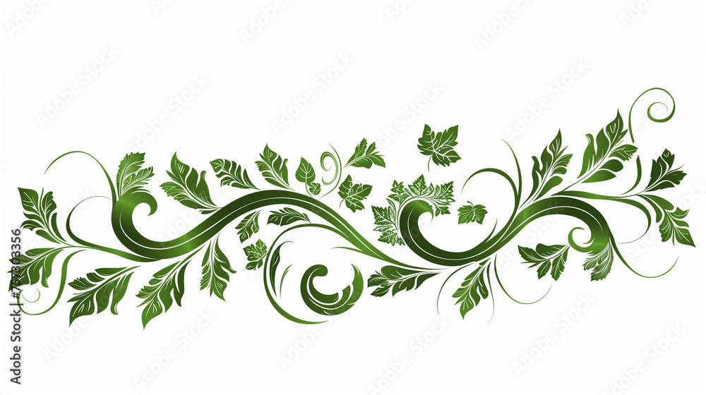 Fresh Green Foliage Vector: Branch of Leaves on White Background Fresh Green Foliage Vector: Branch of Leaves on White Background