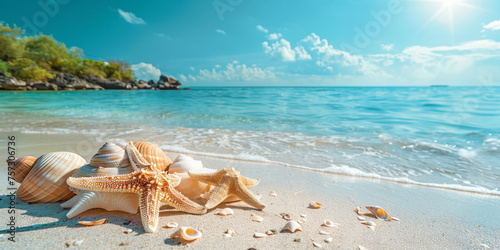 Serene Beachfront with Starfish and Shells