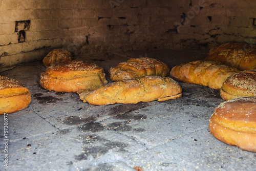 Traditional Cypriot bread with sesame seeds baked in Paphos District of Cyprus island country photo