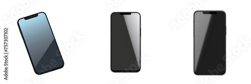 set of smartphone isolated on transparent background