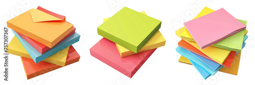 set of post it note sisolated on transparent background photo
