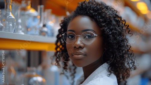 Female Scientist with Glasses in Laboratory
