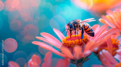 close up of a bee on a flower