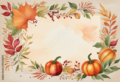 Mockup for invitation  greeting card  menu for autumn hollidays  halloween  thanksgiving in warm watercolor colors