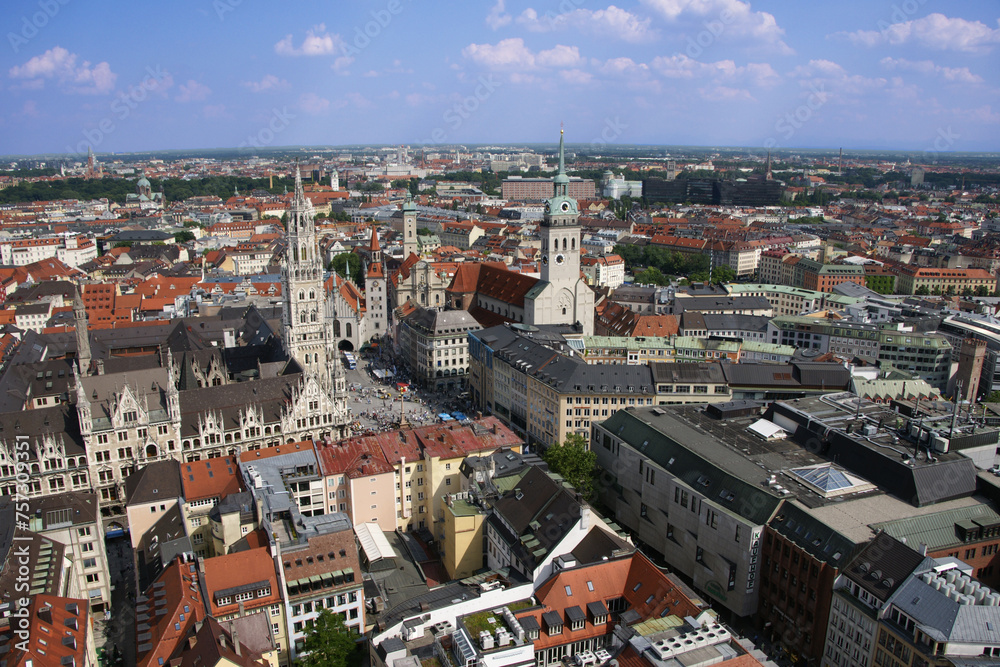 Aerial view of munich city center, germany