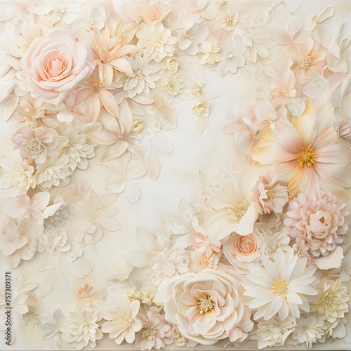 Flower Background  Delicate blooms and intricate petals intertwine to form a lush and romantic backdrop that celebrates the beauty of nature s bounty.