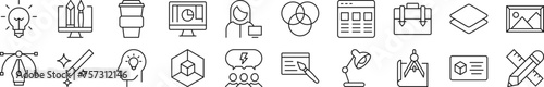 Set of thin line icons of web designer. Editable stroke. Simple linear illustration for web sites, newspapers, articles book