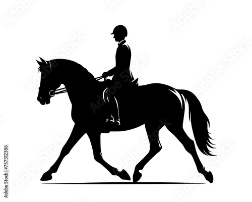 Black silhouette of a rider isolated on transparent background     Vector illustration of a person riding a horse