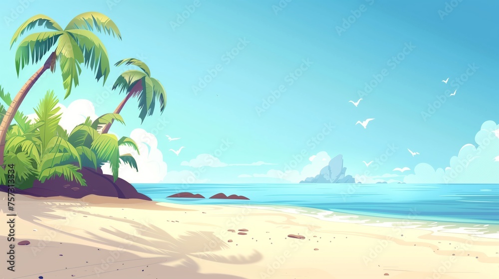 Illustration of tropical island beach background.