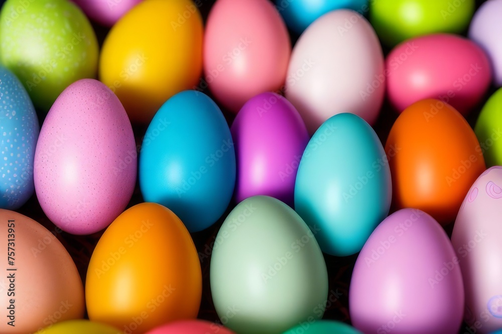 Pattern of vibrant colorful Easter eggs background