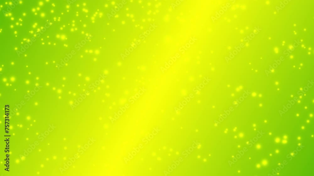 Mimosa color particles flowing in the wind on gold and green gradient abstract background.  Mimosa flowers.