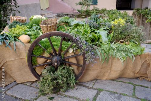 Vegetable stall at a medieval market