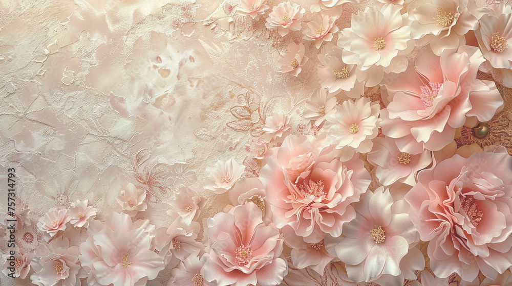 Wallpaper with pale pink flowers and free space for text. Wallpaper with pale pink flowers and free space for text.