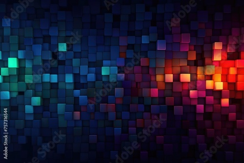 Pixelated digital noise, with random specks of multi-colored pixels against a dark background