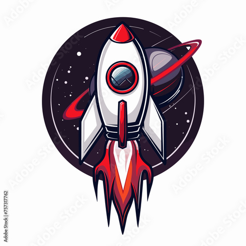 Vector esports logotype rocket in space on white background, logo rocket in space, icon rocket in space, sticker rocket in space, symbol rocket in space, emblem rocket in space, spaceship