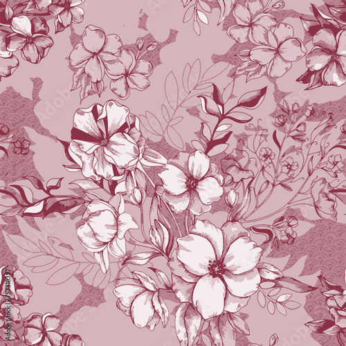 Pattern flower floral spring blossom illustration vector fabric textile design leaf leaves