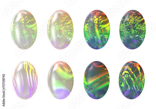 Opal round oval isolated background 3d rendering