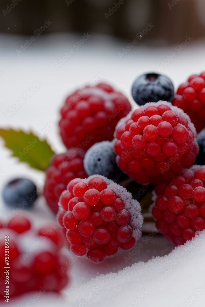 winter red berries frozen by snow and ice winter red berries frozen by snow and ice