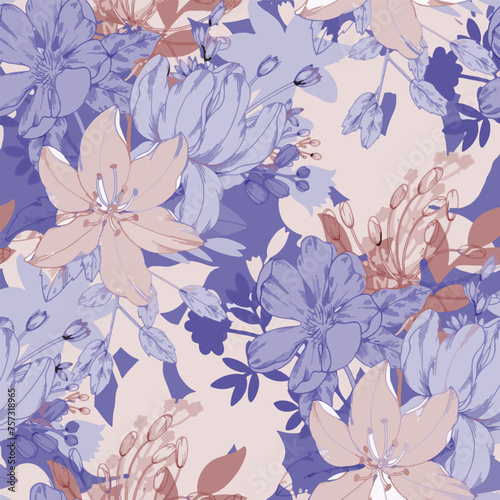 Pattern flower floral spring blossom illustration vector fabric textile design leaf leaves