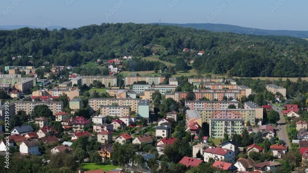 Beautiful Landscape Housing Estate Sanok Mountains Bieszczady Aerial View Poland Beautiful Landscape Housing Estate Sanok Mountains Bieszczady Aerial View Poland