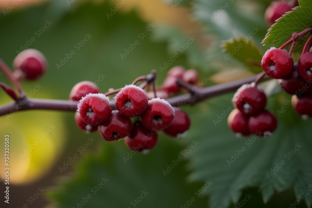 winter red berries nature snow tree plant season frost raspberries tree branch background