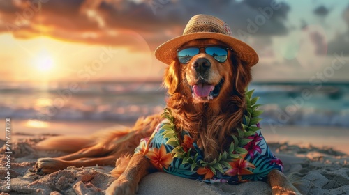 A relaxed Golden Retriever ...