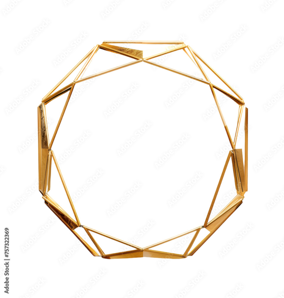 Golden Geometric Frame Isolated on a Transparent Background