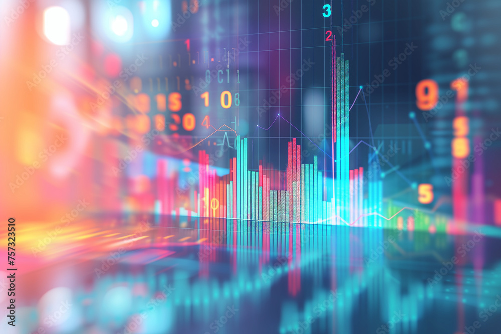 Digital abstract background for business in light neon colors