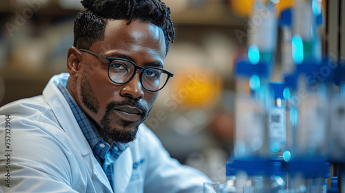 Confident Male Scientist Working in Laboratory