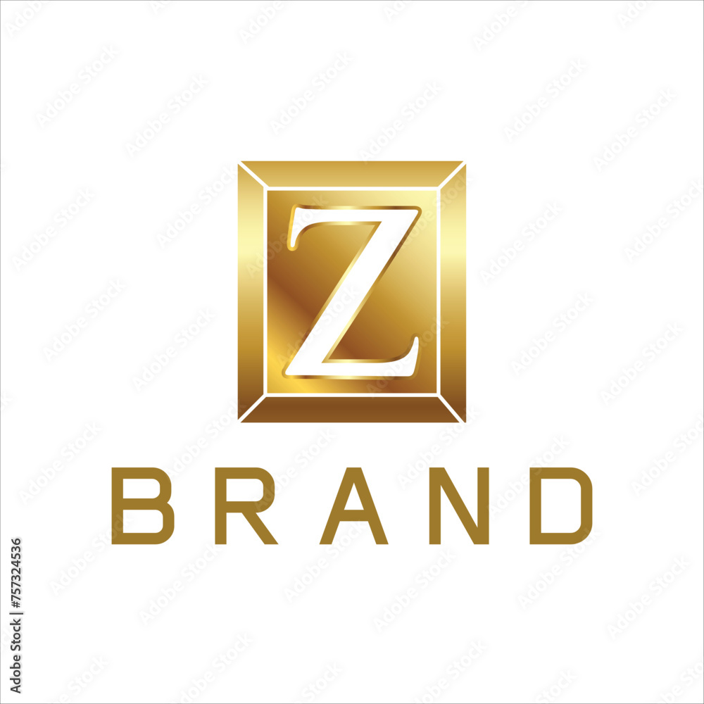 Letter Z on gold rectangular logo design icon template Letter Z on gold rectangular logo design icon template