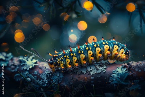 colorful caterpillar on a branch