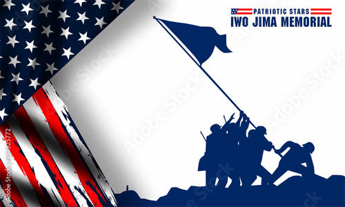 battle of iwo jima , soldiers raising the American flag atop the island of Iwo Jima. photo
