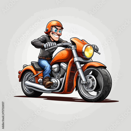 Motorcycle Cartoon Logo Design Very Cool