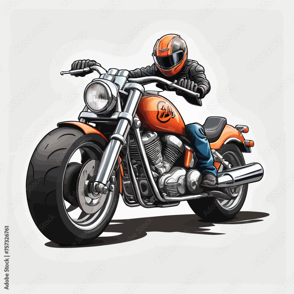 Motorcycle Cartoon Logo Design Very Cool